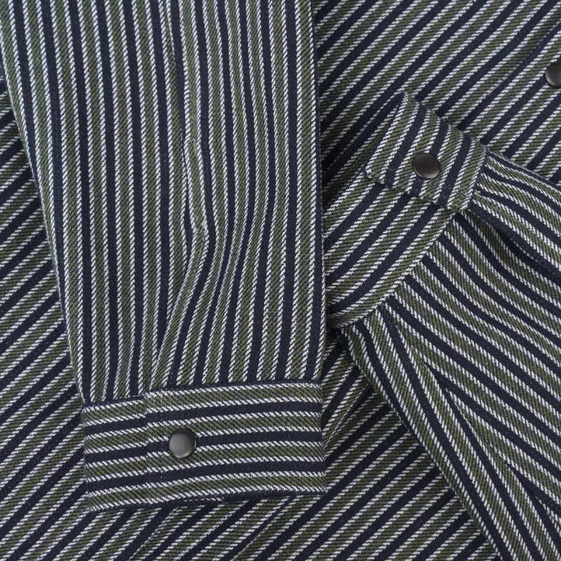 Herren Overshirt mit Knöpfen - Olive Grid - 08