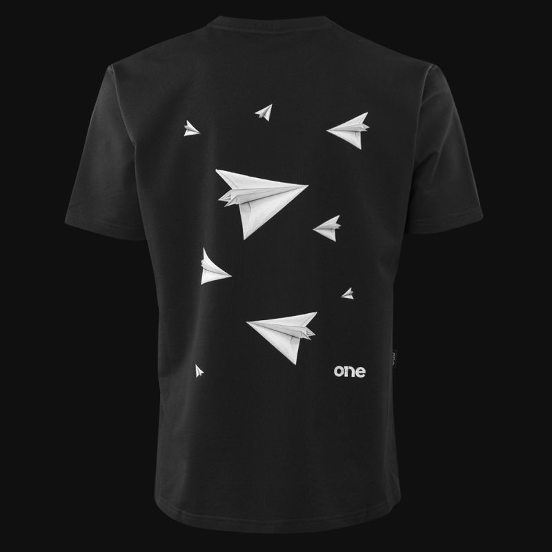 Herren Premium T-Shirt Schwarz - Paper Flight - 04
