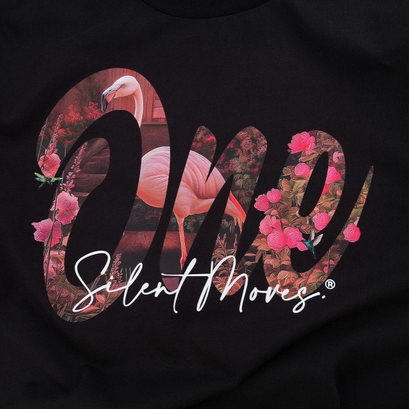 Damen T-Shirt Scwarz Flamingo Whisper - 02