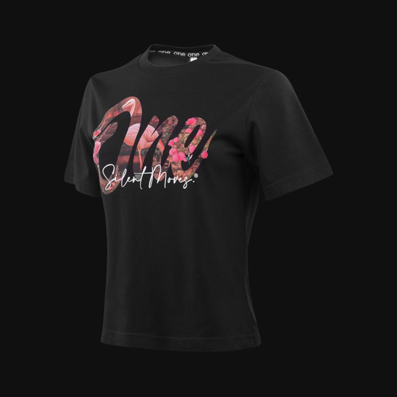 Damen T-Shirt Scwarz Flamingo Whisper - 03
