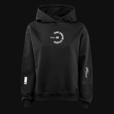 Damen Regular-Fit Hoodie Schwarz mit Kapuze - Circle Vision