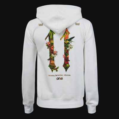 Damen Slim-Fit Fleece-Hoodie Weiß mit Kapuze - Eleven